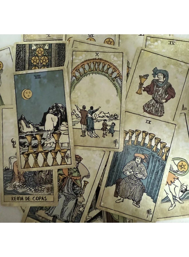 NIBEMINENT 78 Vintage Tarot Cards (Spanish Version) - An introductory deck for tabletop divination games. The Magician deck. - Image 5