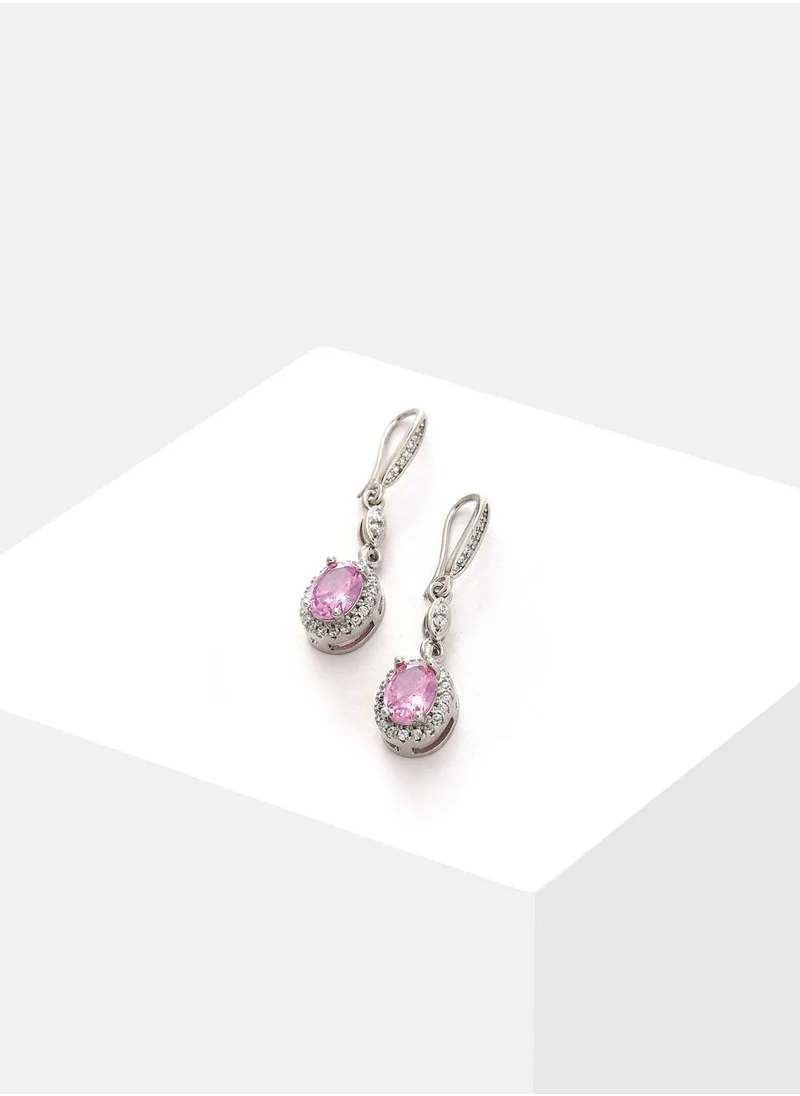 SOHI Silver Plated Designer Stone Drop Earring