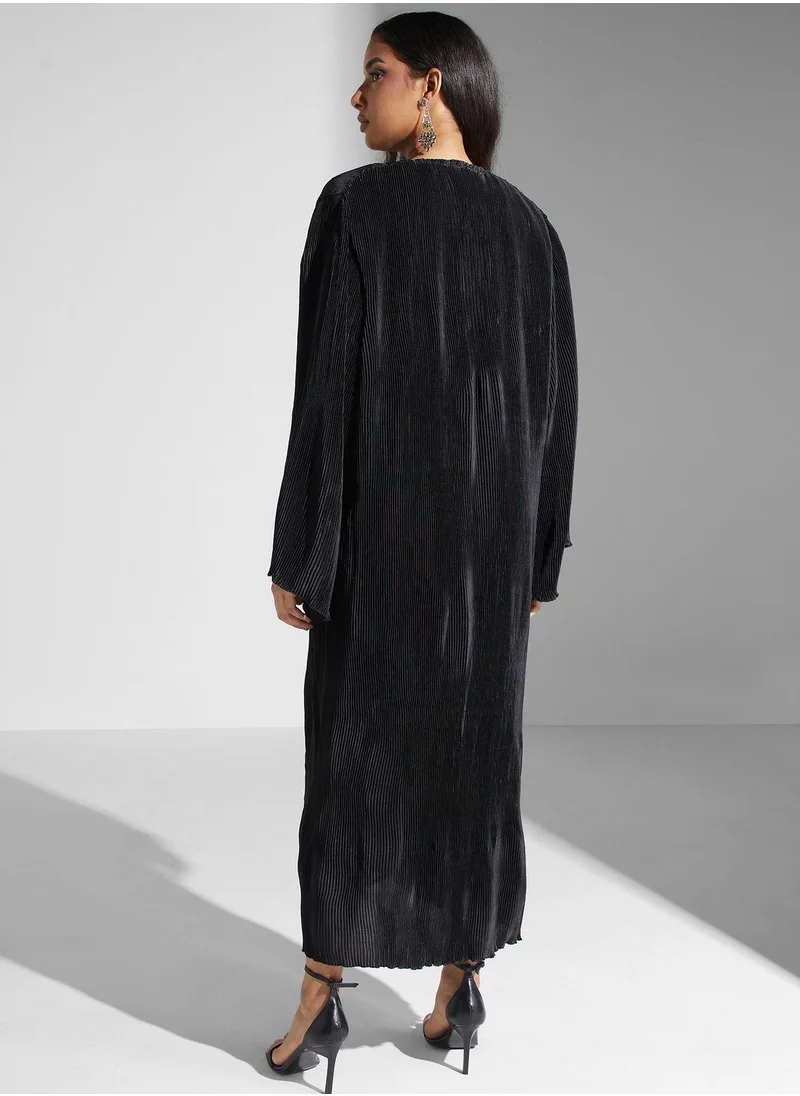 SINOIR Pleated Tie Detail Abaya