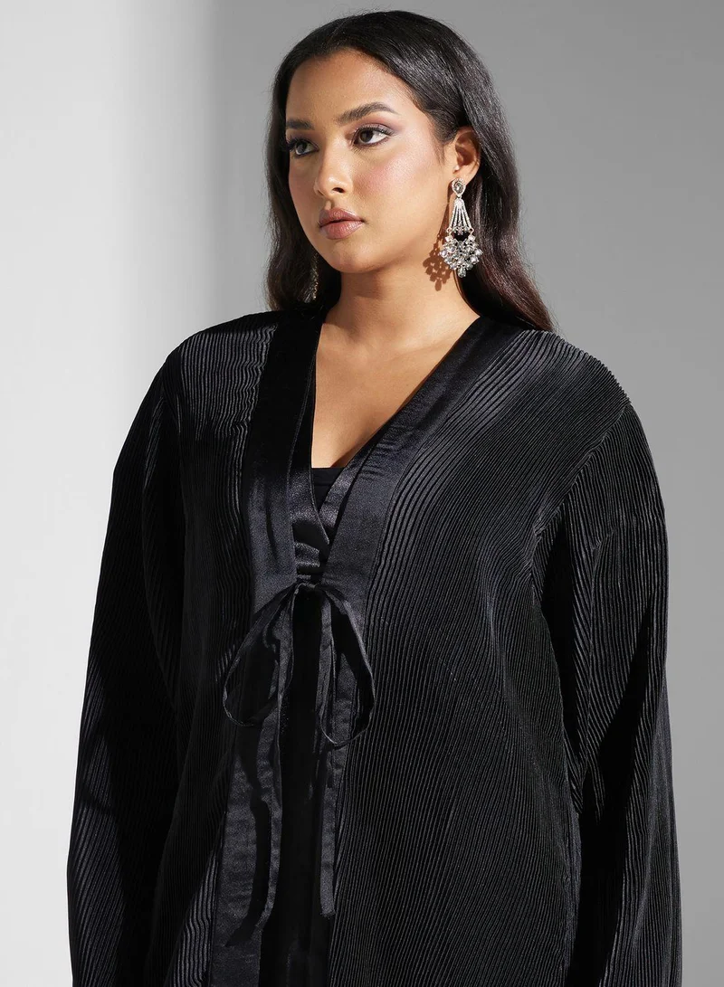 SINOIR Pleated Tie Detail Abaya