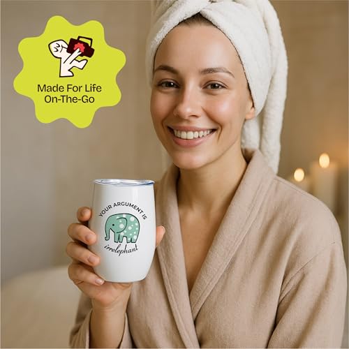 KLUBI Elephant Gifts for Women - Your Argument Is Irrelephant Tumbler 12oz White Elephants Gifts for Women Funny Lawyer Gift for Adults Elephant Merchandise Coffee Mug - Image 2