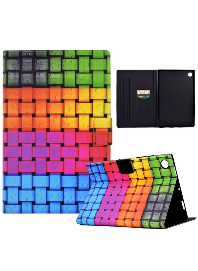 HuHa Case Cover For Lenovo Tab M10 Plus Coloured Drawing Smart Leather Tablet Case Braided Belt 