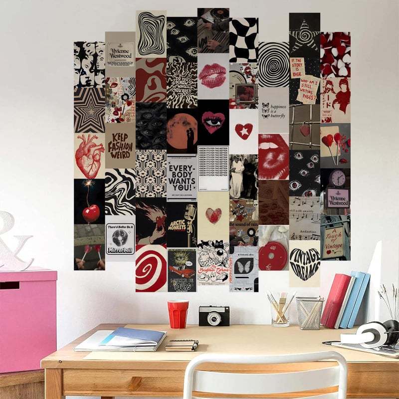 KBKBART Downtown Girl Room Decor Y2k Posters - Dark Red Downtown Girl Aesthetic Wall Decor, Y2k Room Decor 2000s Collage Kit, 4"x6" Wall Art Prints Dorm Decorations For Teen Girls Bedroom (Unframed) - Image 4