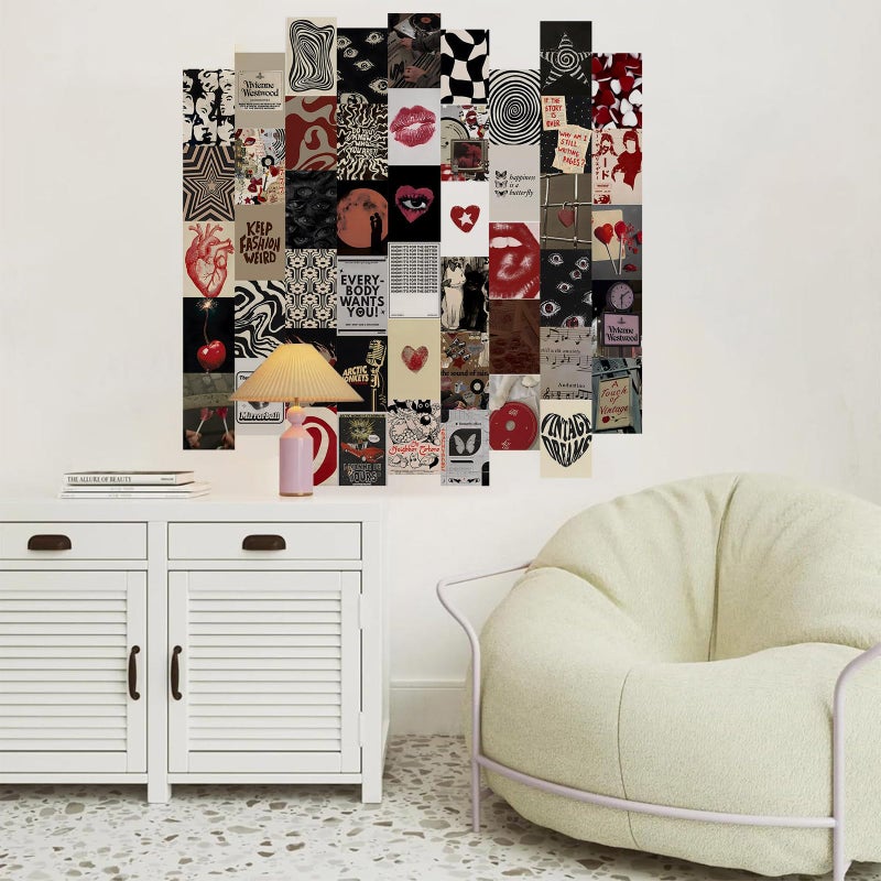 KBKBART Downtown Girl Room Decor Y2k Posters - Dark Red Downtown Girl Aesthetic Wall Decor, Y2k Room Decor 2000s Collage Kit, 4"x6" Wall Art Prints Dorm Decorations For Teen Girls Bedroom (Unframed) - Image 3