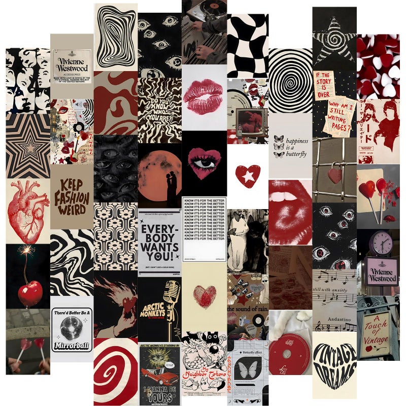 KBKBART Downtown Girl Room Decor Y2k Posters - Dark Red Downtown Girl Aesthetic Wall Decor, Y2k Room Decor 2000s Collage Kit, 4"x6" Wall Art Prints Dorm Decorations For Teen Girls Bedroom (Unframed) - Image 1
