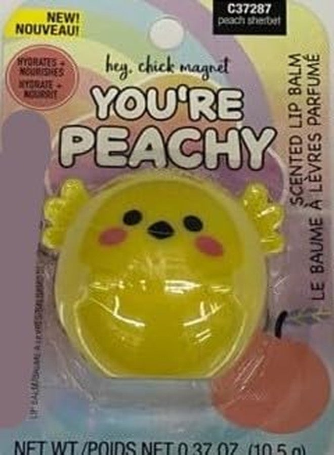 Hey, Chick Magnet, You're Peachy! Super Cute Chick Shaped Peach Sherbert Flavored Lip Balm 0.37 Oz, Clear