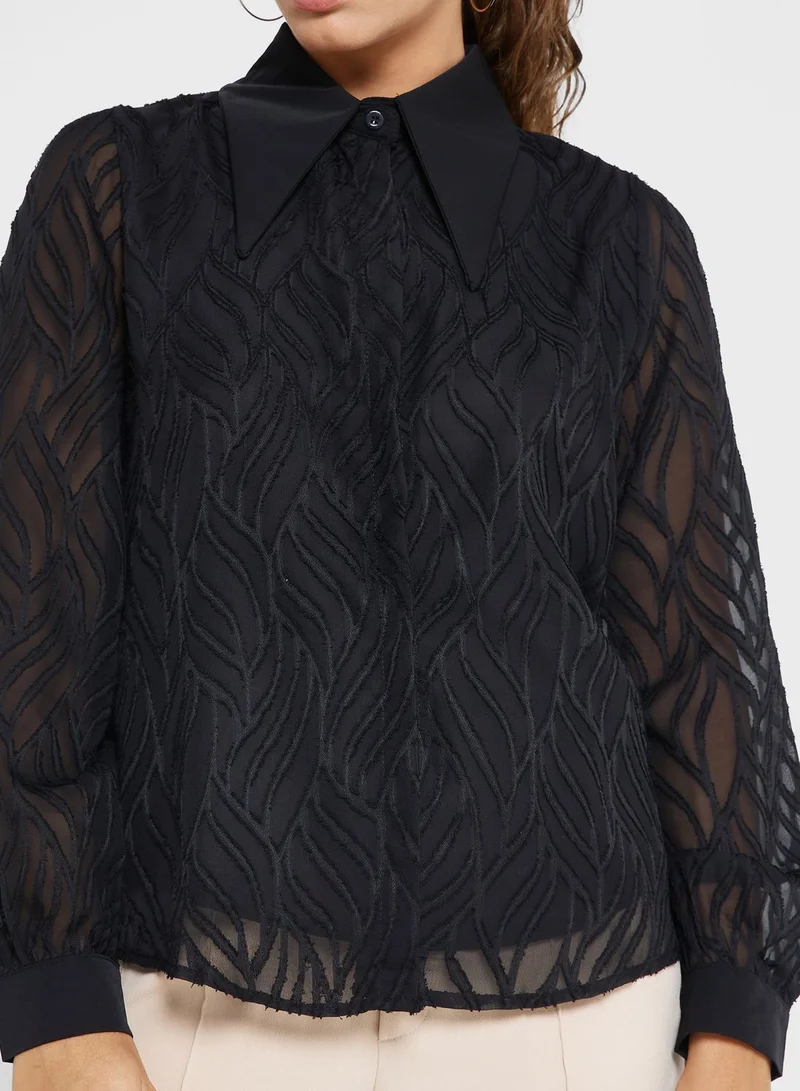 ELLA Textured Button Down Shirt