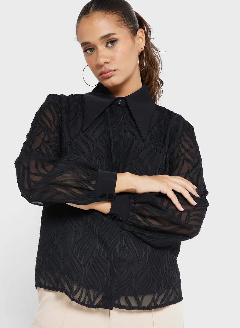 ELLA Textured Button Down Shirt