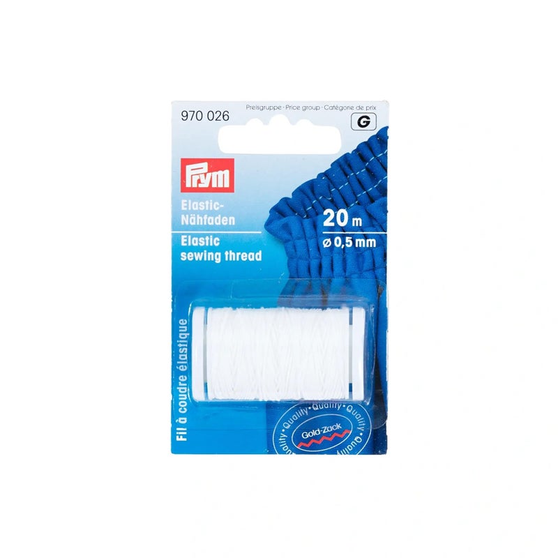 Prym Elastic Sewing Thread White 22 YD 20 M