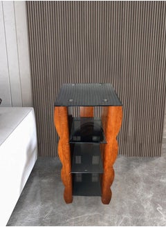 Convenience Concepts Design Classic 4 Tier Table Center Glass And Outer Wodden Table Modern Side End Table For Home Office