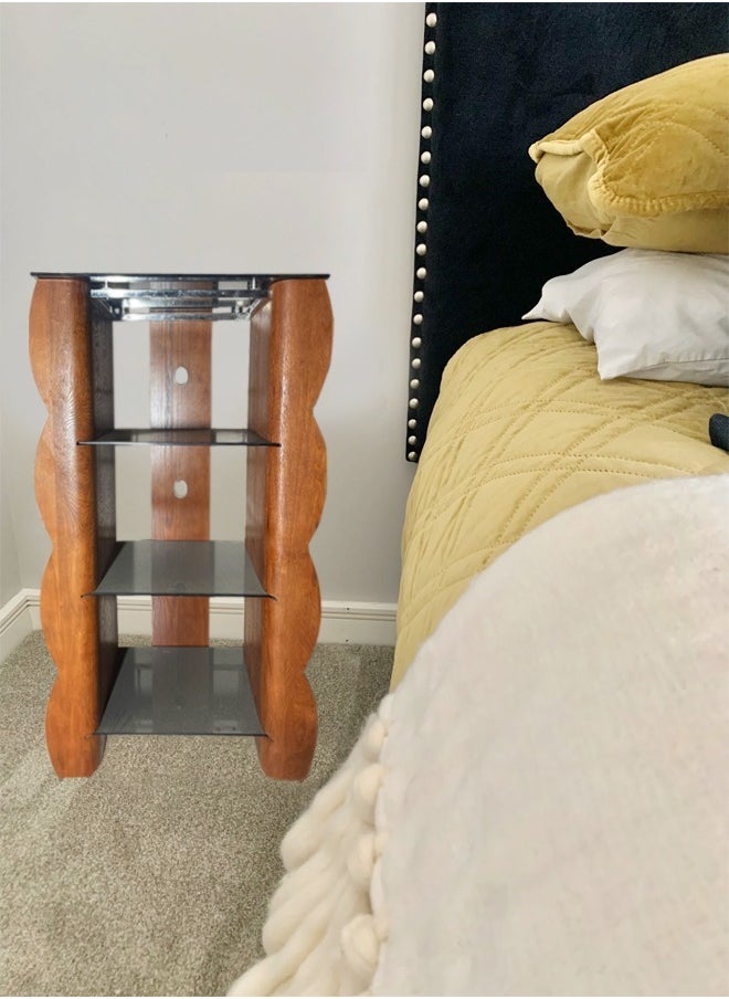 C&C Home - Convenience Concepts Design Classic 4 Tier Table Center Glass And Outer Wodden Table Modern Side End Table For Home Office - Image 1