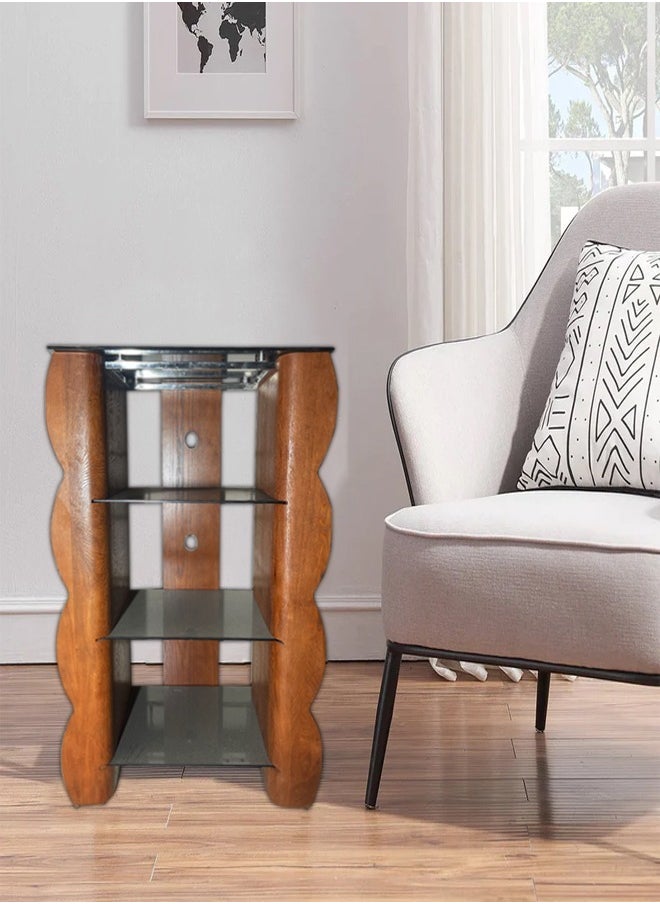C&C Home - Convenience Concepts Design Classic 4 Tier Table Center Glass And Outer Wodden Table Modern Side End Table For Home Office - Image 1