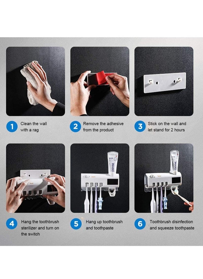 ELTRAZONE UV Toothbrush Sanitizer, Bathroom Toothbrush Holder Wall Mounted Ultraviolet Light Sterilizer,Toothbrush Organizer for Home, Bathroom, Shower (White)  - Image 5
