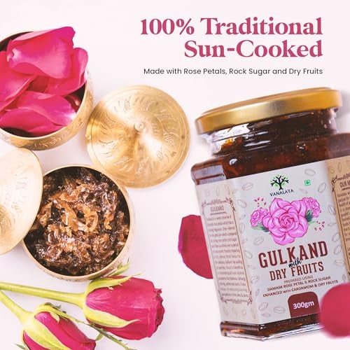 Vanalaya Natural Gulkand Prepared using Sun Cooked Damask Rose along with Dry fruits | Natural | 300 grams - Image 5