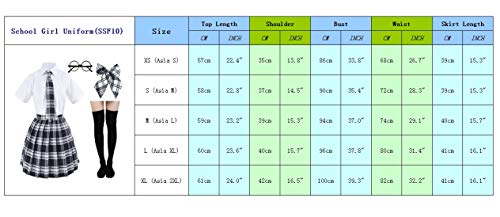 Elibelle Japanese tartan pleated school uniform cosplay costumes with socks eyeglass frame set (Black)(M = Asia L)(SSF10) - Image 3