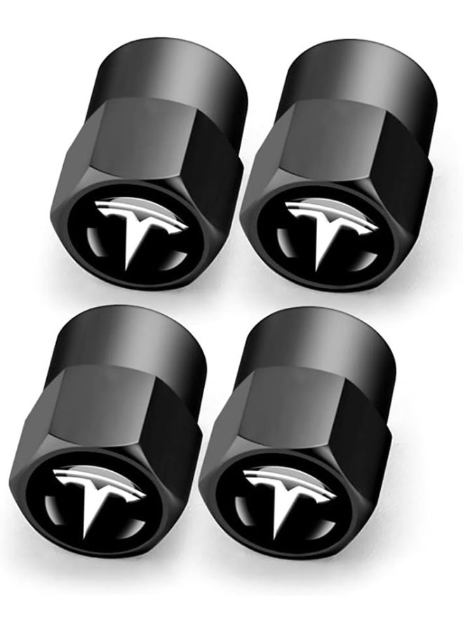 Hex 016 Black 4pcs Universal Car Tire Valve Stem Caps Air Cover Fit Tesla Accessories - Image 1