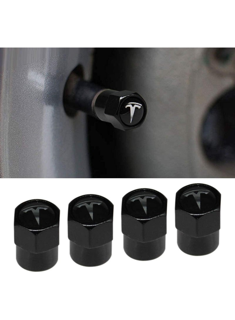 Hex 016 Black 4pcs Universal Car Tire Valve Stem Caps Air Cover Fit Tesla Accessories - Image 4