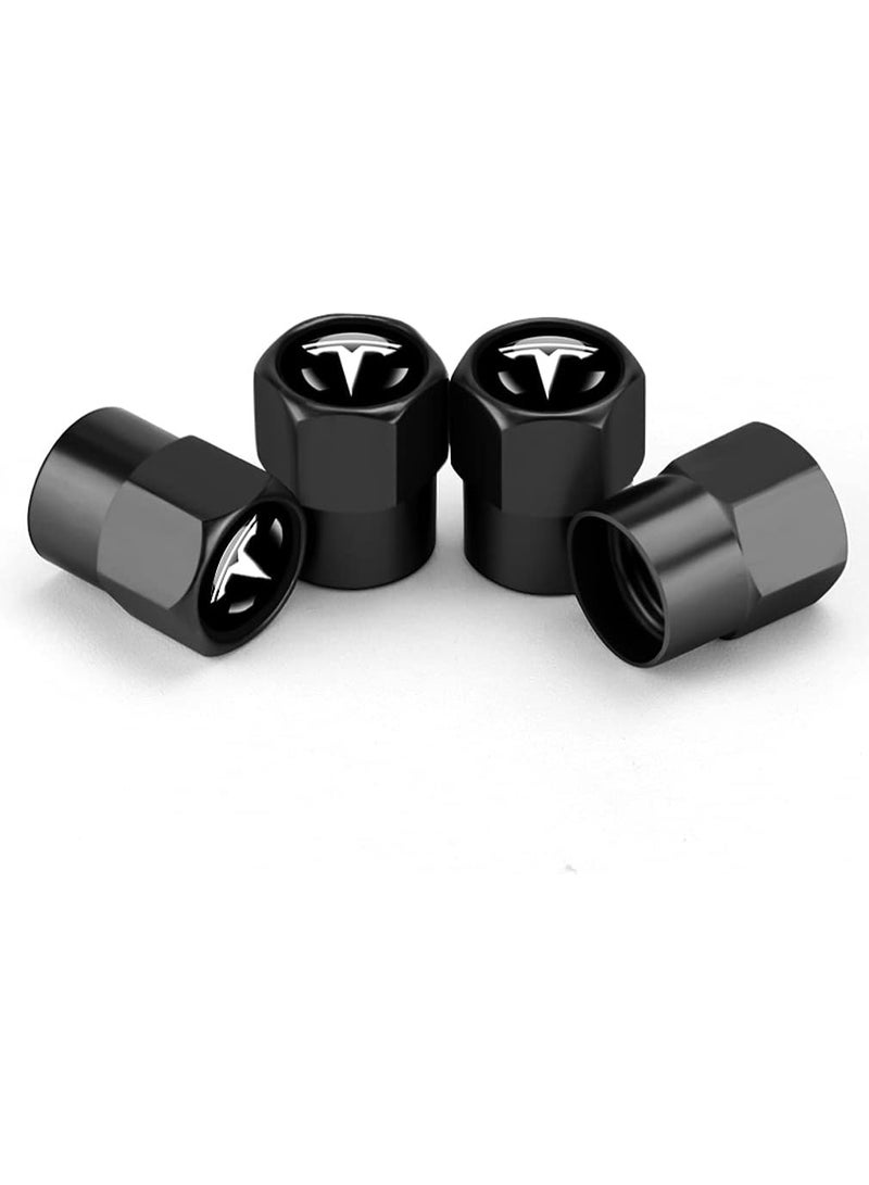Hex 016 Black 4pcs Universal Car Tire Valve Stem Caps Air Cover Fit Tesla Accessories - Image 2