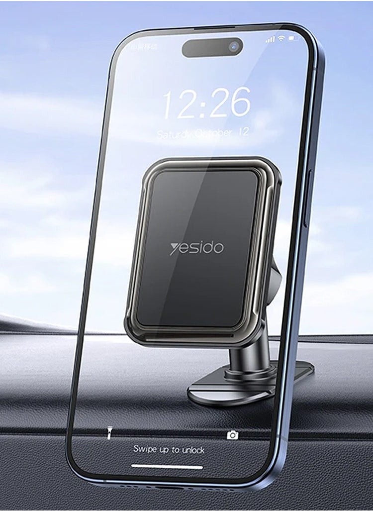 Yesido Car Magnetic Phone Holder with 360 Rotation and 6PCs N42 Magnets Folding Bent Base Wave Bendable Yesido C204 - Black  - Image 3