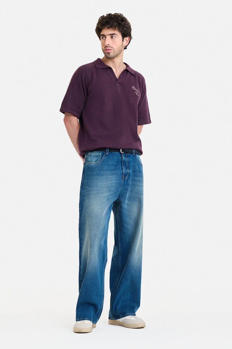SNITCH Blue Blue Solid Wide Leg Streetwear Jeans for Men | Best Price UAE