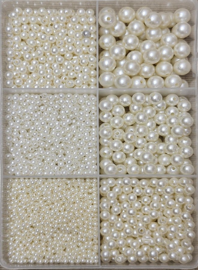 Bits & Bobs مجموعة خرز بلاستيكي أبيض لؤلؤي بوزن 250 غرام، تحتوي على 5100 قطعة (2 مم - 10 مم)، مناسبة لصنع المجوهرات، مواد فنية وحرفية لصنع القلائد والأساور والأقراط، مجموعة أدوات يدوية (التصميم 1). - Image 1