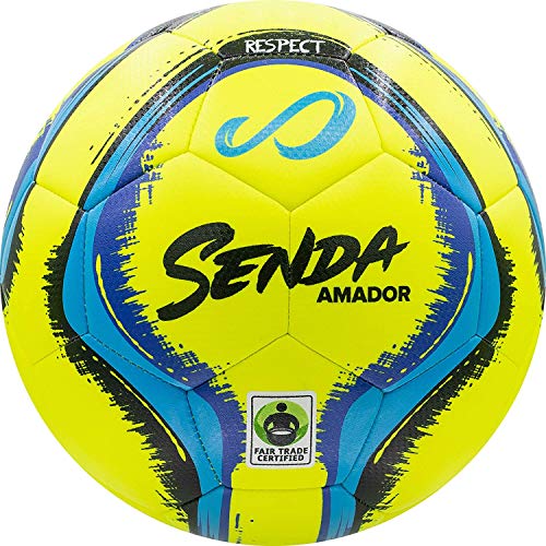 Senda Amador Training Soccer Ball, Fair Trade Certified, Yellow/Light Blue, Size 4 (Ages 8-12) - Image 1