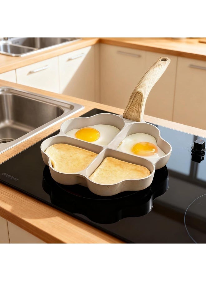 Arabest Nonstick Egg Frying Pan, Heart Shaped Nonstick Egg Pan 4 Holes, Fast Even Heating, Easy Clean, Compatible with Gas Electric Induction Stoves - Image 3