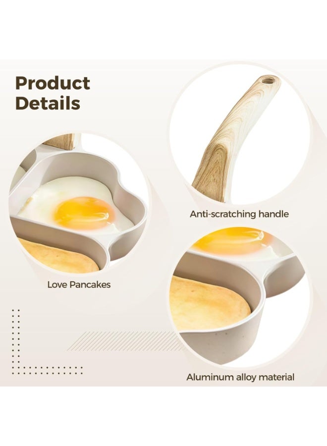 Arabest Nonstick Egg Frying Pan, Heart Shaped Nonstick Egg Pan 4 Holes, Fast Even Heating, Easy Clean, Compatible with Gas Electric Induction Stoves - Image 2