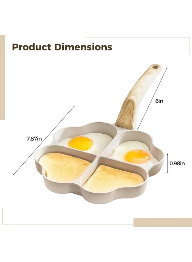 Arabest Nonstick Egg Frying Pan, Heart Shaped Nonstick Egg Pan 4 Holes, Fast Even Heating, Easy Clean, Compatible with Gas Electric Induction Stoves - Image 4