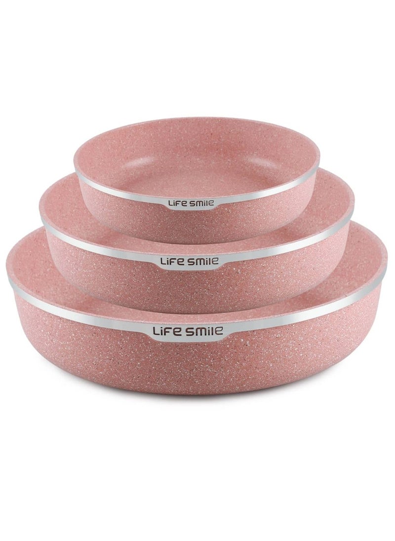 Life Smile 3PCS Granite Coating Non-Stick Round Cake and Cooking Pan Set SIZE: 28CM, 32CM, 36CM Bakewre Pans  - Image 1