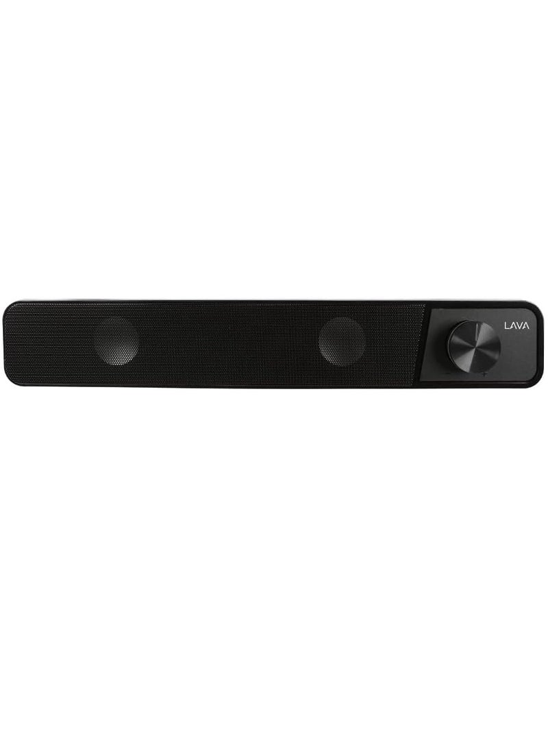لافا - ST-69 مكبر صوت ساوند بار - (6 وات) 3 وات * 2.0 قناة - مقبس 3.5 ملم + مزود بمنفذ USB لأجهزة الكمبيوتر المحمولة وسطح المكتب | أسود - Image 1