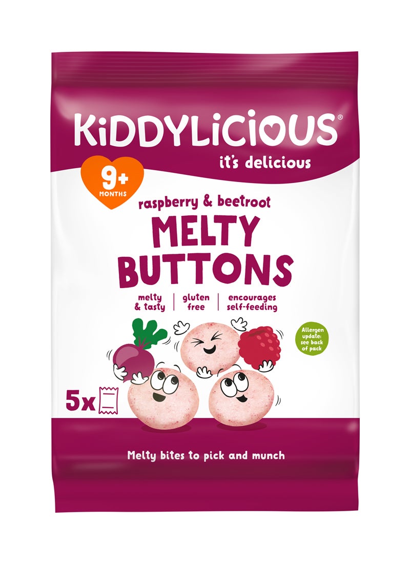 Kiddylicious أزرار مالتي لذيذة من توت العليق والبنجر للأطفال مناسبة من 9 أشهر فما فوق - 30 جرام (5x6 جرام) - Image 1