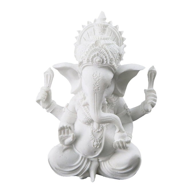 White Ganesha Elephant God Statue Sandstone Handmade Sculpture Buddha Figurine Decoration for Home Decoration Crafts Gifts