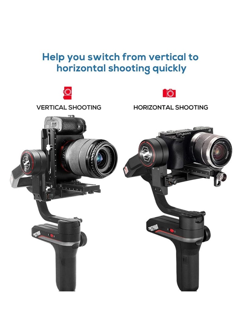 Aluminum L Bracket Vertical Horizontal Switching Quick Release Plate for DJI Ronin RS2 RSC2 Zhiyun Weebill-S Gimbal Stabilizer Tripod Monopod and SLRs - Image 2