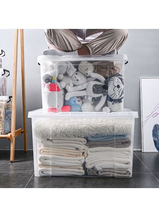 2 Pack Clear Plastic Storage Box, Storage Bins Organizer with Lids, Large Capacity Stackable Transparent Storage Container, Storing Clothes, Shoes, Toys, Books, DVDs, CDs (Transparent, 100#) - pzsku/Z7AF4B7897107CA0A887CZ/45/1751255014/fc3df483-af52-4747-ae3e-b72a9f38c1e2