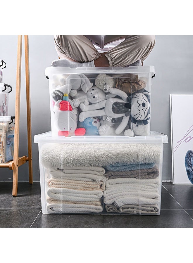 2 Pack Clear Plastic Storage Box, Storage Bins Organizer with Lids, Large Capacity Stackable Transparent Storage Container, Storing Clothes, Shoes, Toys, Books, DVDs, CDs (Transparent, 100#)  - Image 1