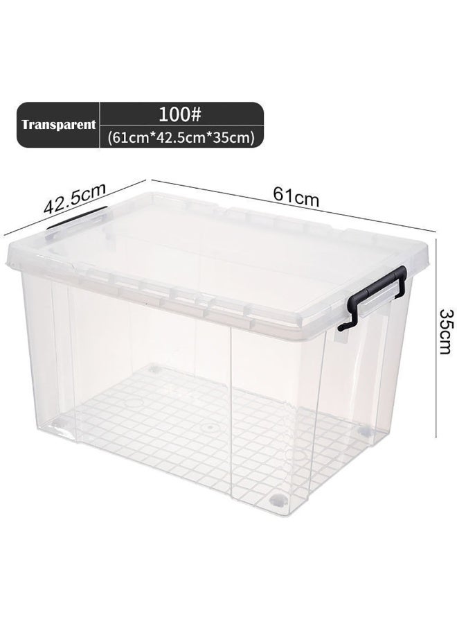 2 Pack Clear Plastic Storage Box, Storage Bins Organizer with Lids, Large Capacity Stackable Transparent Storage Container, Storing Clothes, Shoes, Toys, Books, DVDs, CDs (Transparent, 100#)  - Image 2