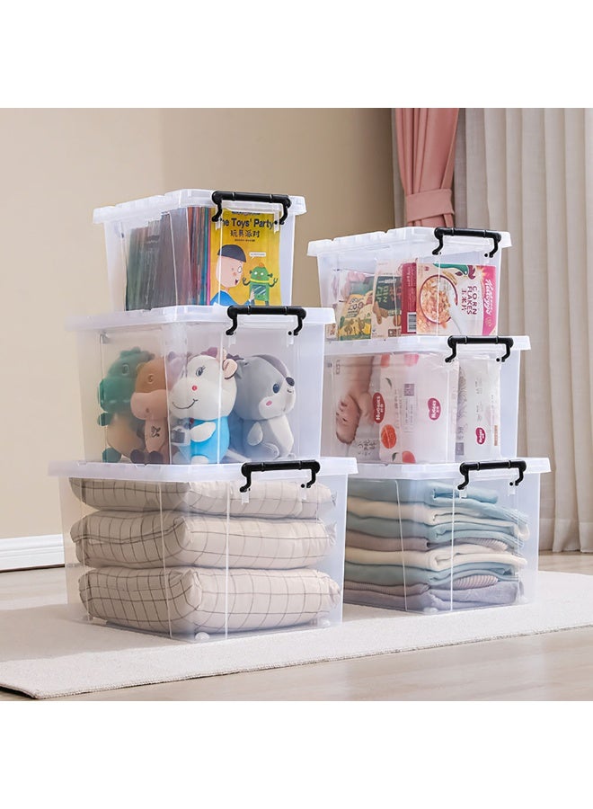 2 Pack Clear Plastic Storage Box, Storage Bins Organizer with Lids, Large Capacity Stackable Transparent Storage Container, Storing Clothes, Shoes, Toys, Books, DVDs, CDs (Transparent, 100#)