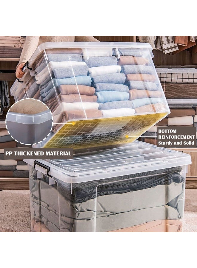 2 Pack Clear Plastic Storage Box, Storage Bins Organizer with Lids, Large Capacity Stackable Transparent Storage Container, Storing Clothes, Shoes, Toys, Books, DVDs, CDs (Transparent, 100#)