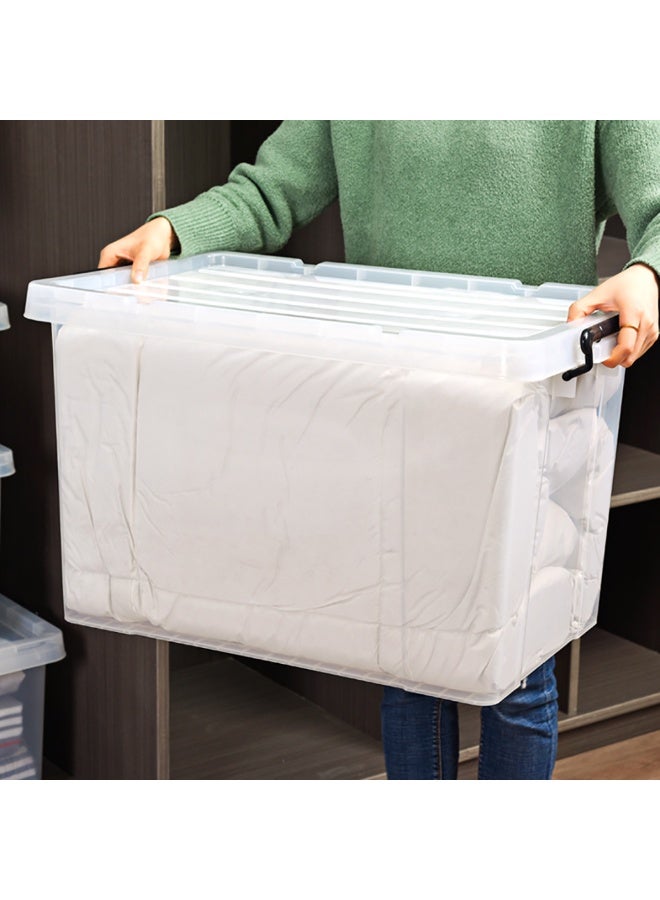 2 Pack Clear Plastic Storage Box, Storage Bins Organizer with Lids, Large Capacity Stackable Transparent Storage Container, Storing Clothes, Shoes, Toys, Books, DVDs, CDs (Transparent, 100#)