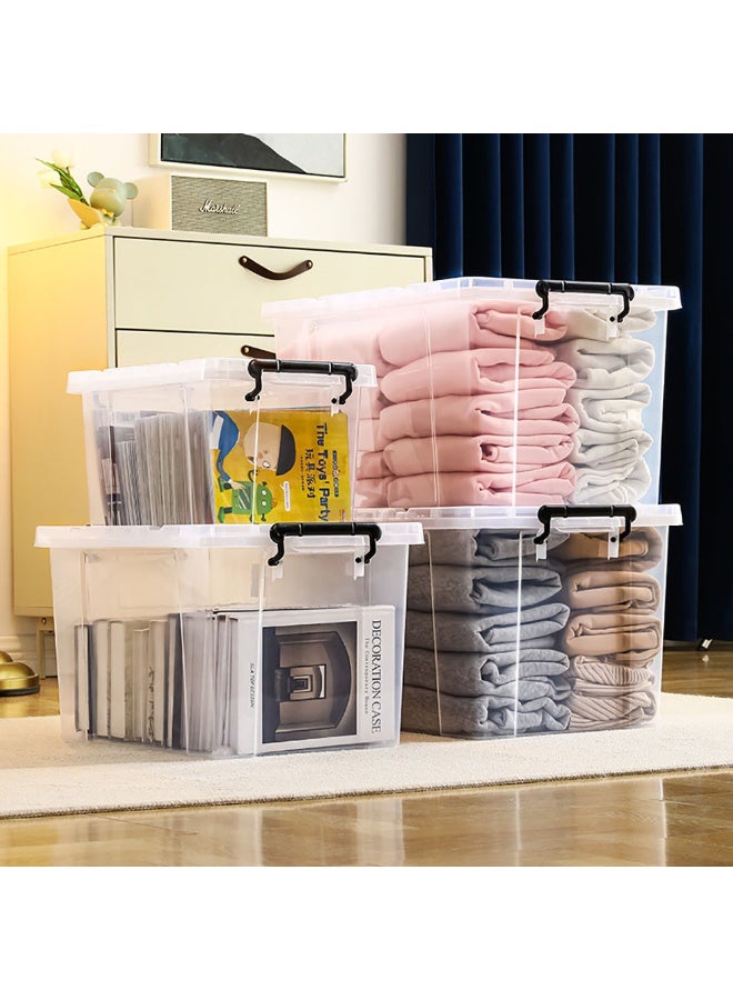 2 Pack Clear Plastic Storage Box, Storage Bins Organizer with Lids, Large Capacity Stackable Transparent Storage Container, Storing Clothes, Shoes, Toys, Books, DVDs, CDs (Transparent, 100#)