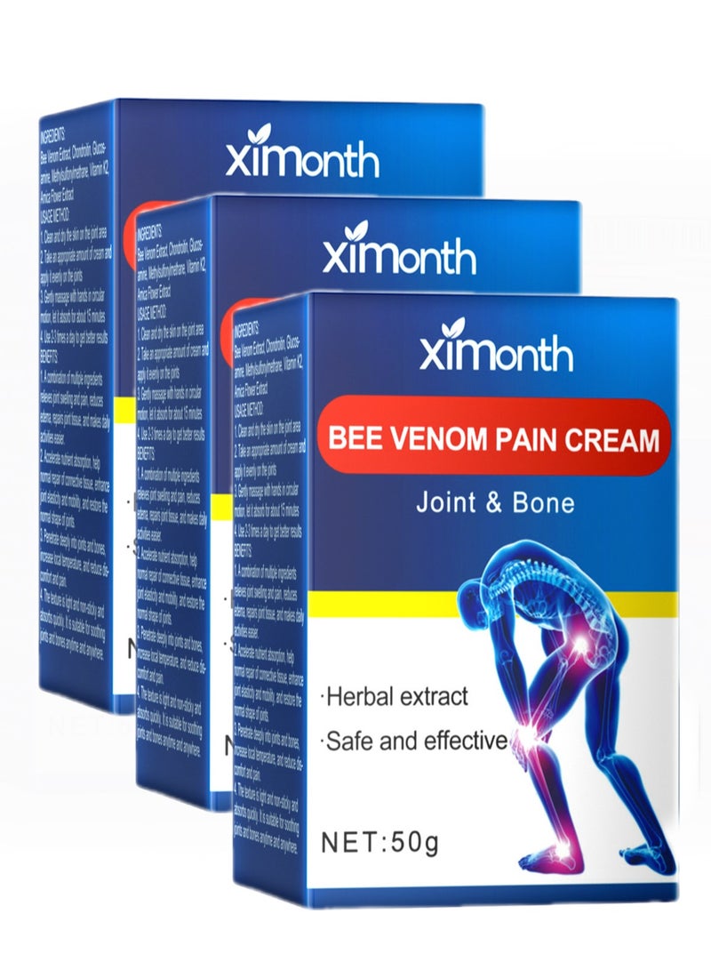 ximonth 3-Pack Natural Organic Bee Venom Muscle And Joint Repair Cream, Joint Care Cream 30g*3  - Image 1