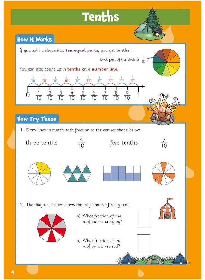 Fractions Maths Activity Book for Ages 7-8 (Year 3)