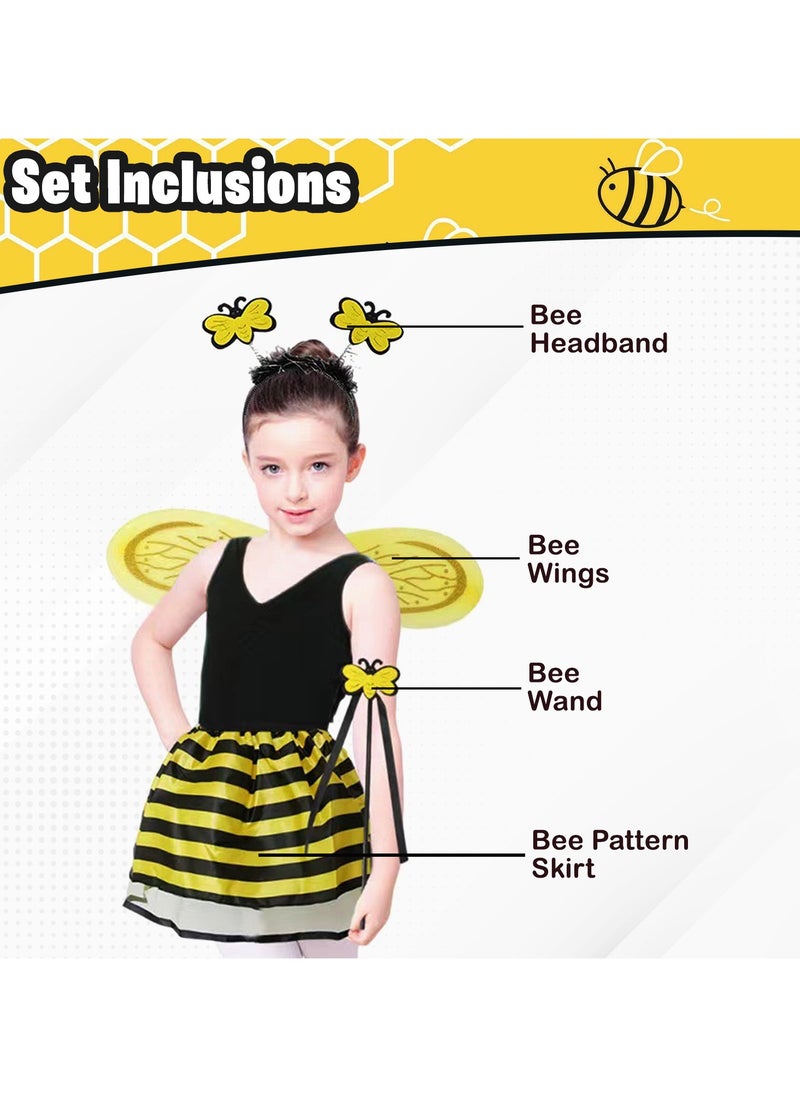 Home Smart Home Smart Bee Costume for Girls Deluxe Animal Fancy Dress Outfit with Wings for Stage Performance Event Play  - Image 3