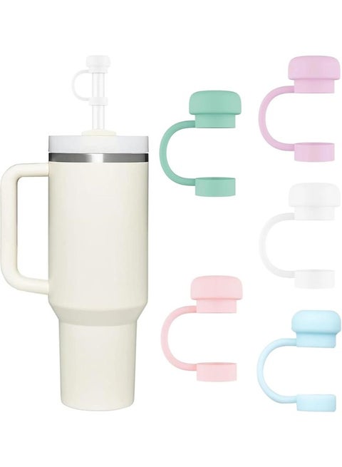 Straw Cover Cap for Stanley Cup, 5pcs Silicone Straw Topper Compatible with 30&40 Oz Tumbler for Stanley Cup 10mm Dust-Proof Drinking Straw Reusable Straw Tips Lids