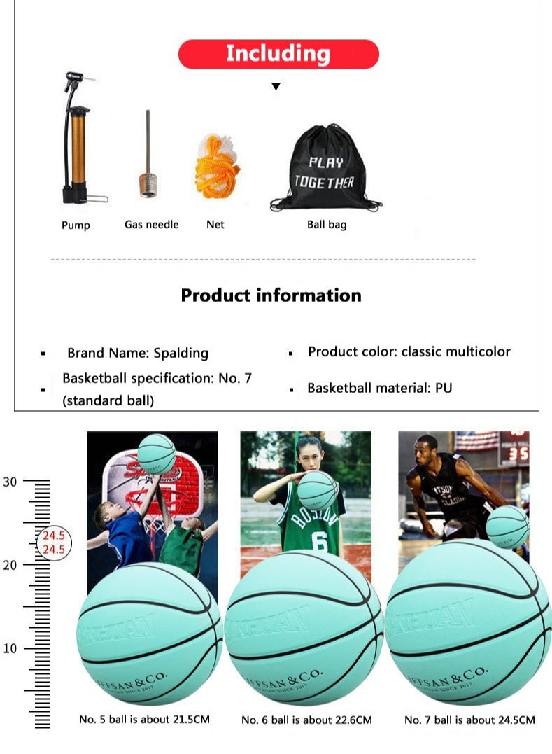 SANHUAN Tiffany Blue Basketball - Standard Size 7 | PU Material with Genuine Leather Feel | Indoor and Outdoor Use | Adult Game Ball | Best Gift for Basketball Lovers  - Image 3