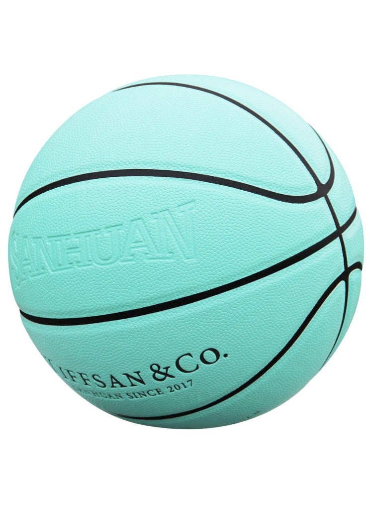SANHUAN Tiffany Blue Basketball - Standard Size 7 | PU Material with Genuine Leather Feel | Indoor and Outdoor Use | Adult Game Ball | Best Gift for Basketball Lovers  - Image 2