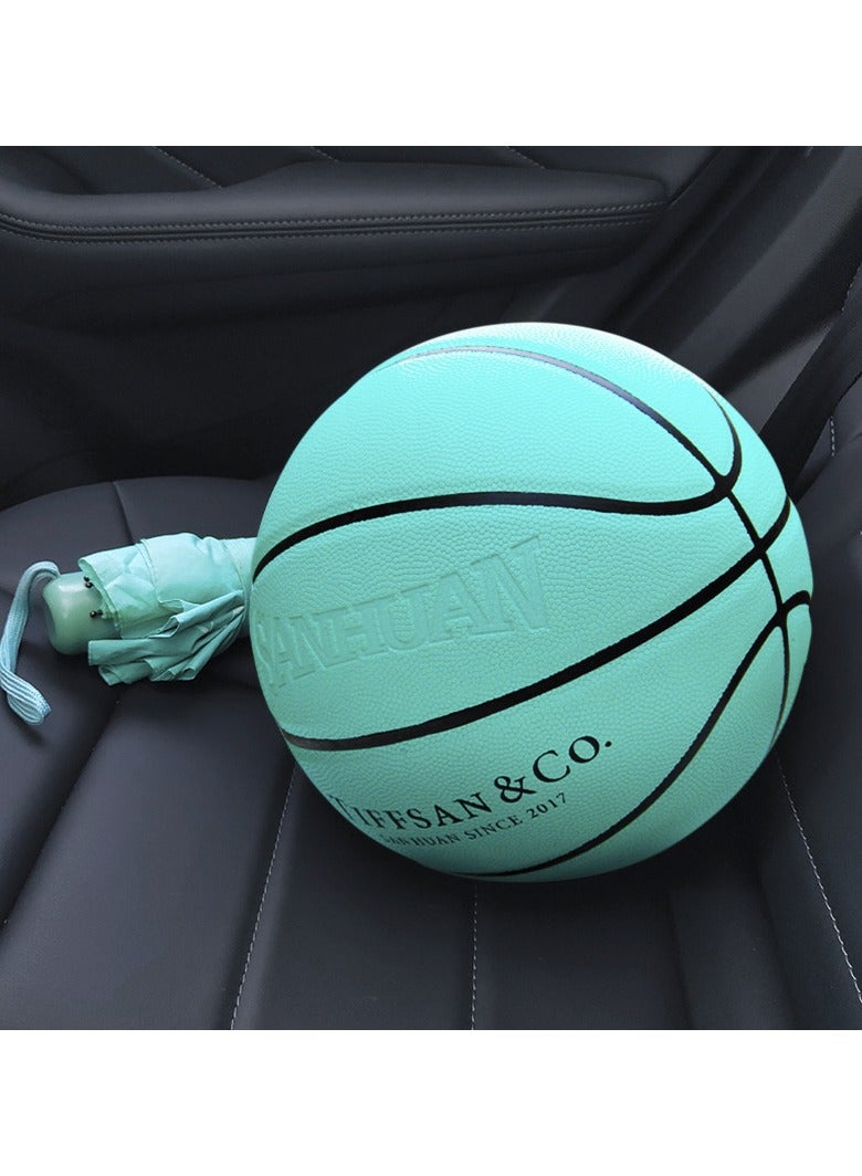 SANHUAN Tiffany Blue Basketball - Standard Size 7 | PU Material with Genuine Leather Feel | Indoor and Outdoor Use | Adult Game Ball | Best Gift for Basketball Lovers  - Image 4