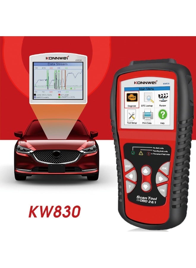 كونوي KONNWEI KW830 obd2 الماسح الضوئي لقارئ رمز خطأ السيارة  - Image 3