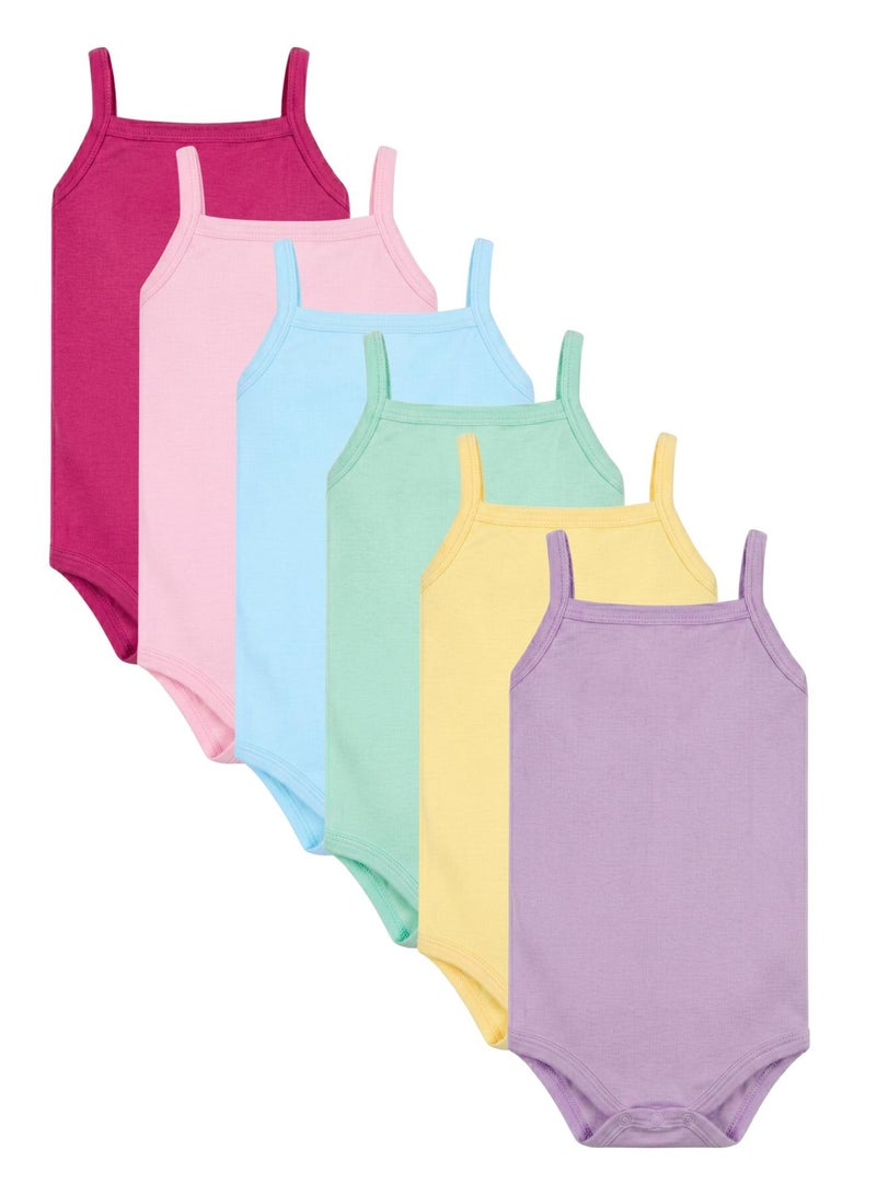Junior Pack of 6 Cottn 1000% Plain Colors Baby Bodysuits - Image 1